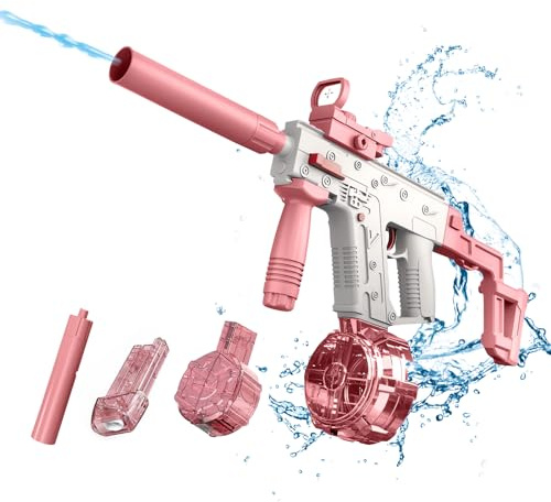 Elektrische Wasserpistole mit 2 Akkus, automatische Spritzpistole | Für Outdoor-Wasserspiele mit vollautomatischem Wasserstrahl, 2 Wassertanks mit 58 + 434 ml und 2 Akkus