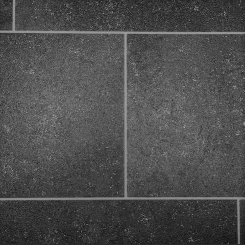 Anti-Slip Black Stone Effect Vinyl Flooring forLivingRoom, Hallways, Kitchen, 2.8mm Thick Cushion Backed Vinyl Sheet, Waterproof Linoleum Flooring-3m(9'9) X 4m(13'1)-12m²