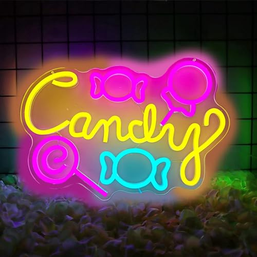 Candy Neon-Schild für Candy Shop, Candy Bar-Schilder für Wanddekoration, Halloween-Süßigkeiten-Dekor, Neon-Schild, leuchtende Schilder, Süßigkeiten-Party-Dekorationen