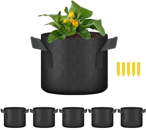 HealSmart Pflanzen-Pflanzbeutel, 3,5 l, Tomaten-Pflanztöpfe mit Griffen, Belüftung, Vliesstoff, robuster Garten-Pflanzgefäß für Gemüse, Kräuter und Blumen, Schwarz, Version 2024