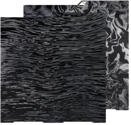 IdeaFormer Smooth Water Ripples+Wood Grain PER Druckplatte für Anycubic Kobra 3, Doppelseitig PER Spring Steel Druckbett Federstahl Platte 256x268mm für Kobra 3/Kobra 3 V2/Kobra 3 Combo 3D Drucker