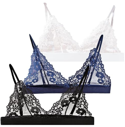 SEAUR Reggiseno da donna 3 pezzi in pizzo Hollow Out reggiseno da donna sexy in pizzo trasparente balconette sexy senza ferretto triangolo coppa senza ferretto push up sexy