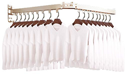 HIARAN Wäscheständer für Zuhause, Wäscheständer zum Waschen von Kleidung für drinnen und draußen, zusammenklappbar, ausziehbar, mit Teleskopclip, Wandtrockner, Stabiler Handtuchhalter für Badezimmer,