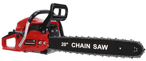 58CC 2-Stroke Chainsaw, 20 Inch Blade Cordless Handheld Chainsaw, Petrol Powered Chain Saw for Farm, Garden, Tree, and Ranch Trimming Red
