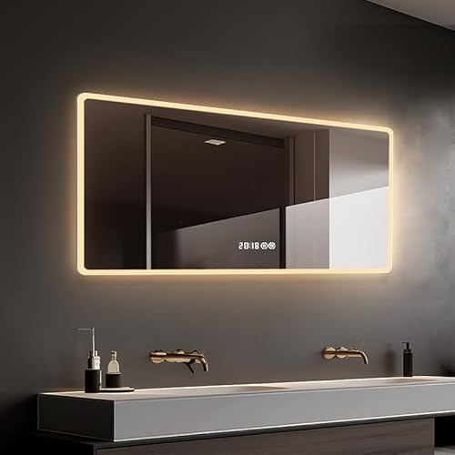 Store Six - Specchio Bagno LED Premium 120x60 cm – Doppia Illuminazione – Touch Dimmabile – Antiappannamento – 3 Tonalità – Specchio Infrangibile- Funzione memoria