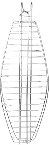 CIMAXIC Parrilla Barbacoa Para Pescado Cesta Con Gancho Malla Antiadherente Pinza Para Barbacoa Aire Plateada