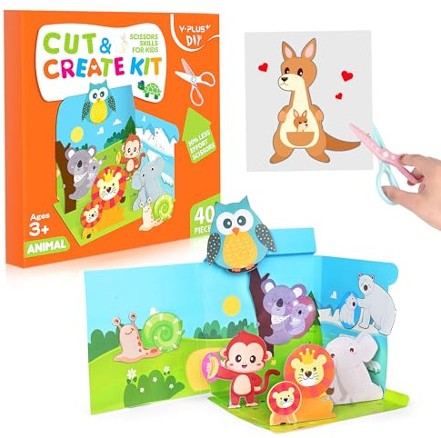 Lot de 40 paires de ciseaux pour enfants de 3 à 7 ans avec ciseaux de sécurité, autocollants, livres d'activités, jouets de motricité fine, jouets Montessori
