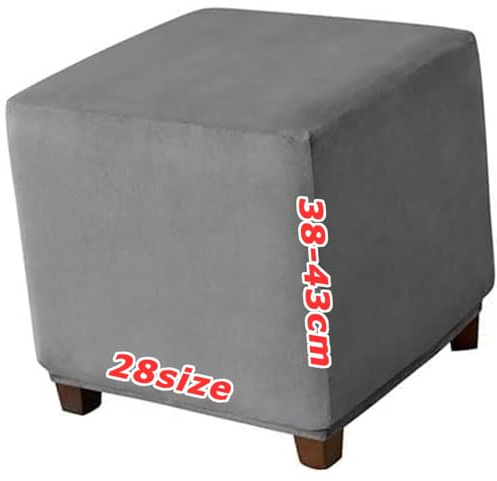 Coprisgabello Elasticizzati Footstool Covers, Copri Pouf Ottomano, Velluto Jacquard, Fondo Elastico Lavabile, Personalizzabile, Copertura Protettiva per Poggiapiedi Quadrato(1993,30 x 30 cm 12 x 12 in