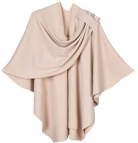 Miaikvs Womens Cross Front Shawl Wraps Elegant Reversible Oversized Poncho Cape Blanket Cardigans(Beige 1)