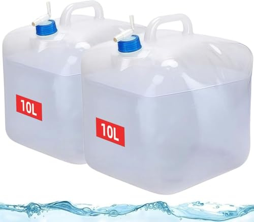5L/10L/20L Wasserkanister Faltbar mit Hahn Notfall Ausrüstung für Camping | LDPE Material, EIN Extra Dichtungsdeckel & Abflussrohr 12cm (Außer 5L), Not-Wasserspeicher für Indoor Outdoor