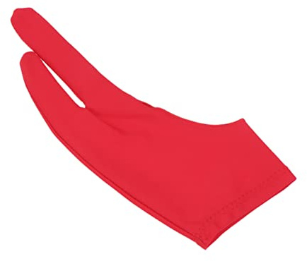 CTIRCHIU Artist Two Finger Drawing Gloves 2pcs Size S Red, Curved Anti-fouling Sketch Gloves for Painting and Graphic Tablet Use, Suitable for Left and Right Hand Artists
