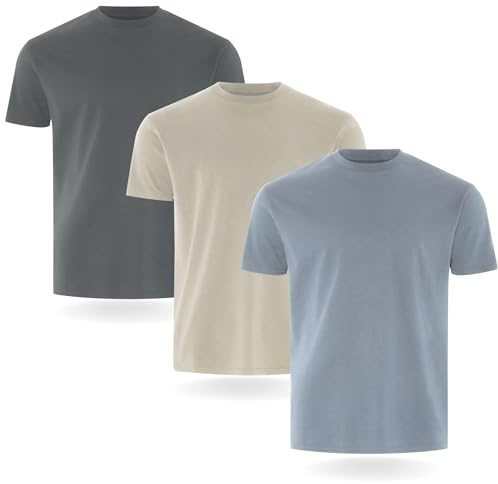 FM London 3/5 Pack Mens T Shirt, Premium Weight, 100% Cotton & Super Soft
