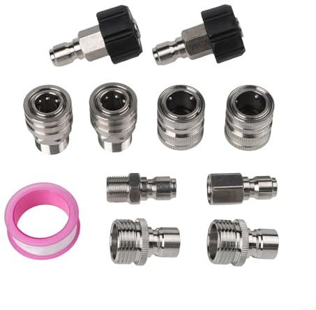 babominimer Kit adaptador para lavadora a presión de acero inoxidable M22-14 con conexión rápida de 3/8 para limpiadores de alta presión y mangueras, juego de 10 piezas