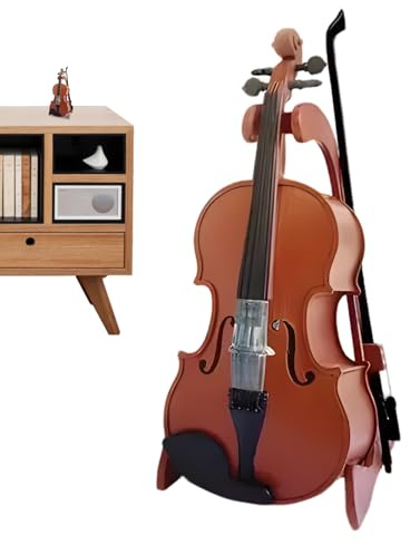 Generisch Miniatur Violine Modell - Mit Stand Case Puppenhaus Zubehör Mini Musikinstrument Welten Kleinste Violine, Lackierte Oberfläche, Simulation Holz Miniaturgeige Für Dekoration