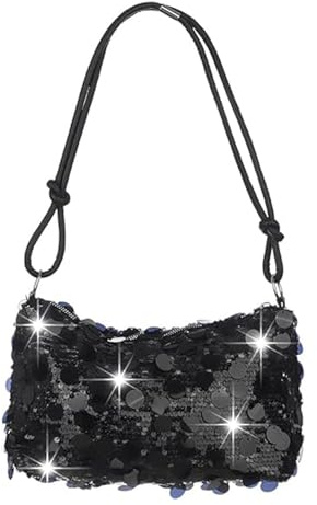 JENCVNL Damen Glitzer Tasche, Clutch Glitzer Pailletten Tasche Silber Schwarz Gold Clutch Abendtasche Elegante Taschen Pailletten Handtasche mit Reißverschluss für Prom Hochzeit Party Bankett