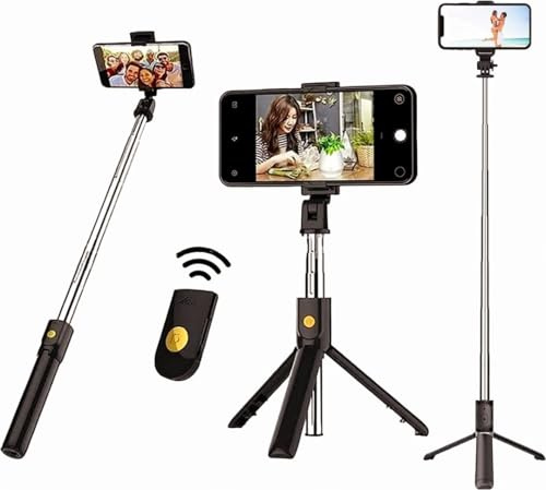 Bastone Selfie Bluetooth 3 in 1 con Treppiede K07, Asta Estensibile 101cm con Telecomando Wireless, Supporto Universale Smartphone per Selfie, Video, Vlog, Foto di Gruppo