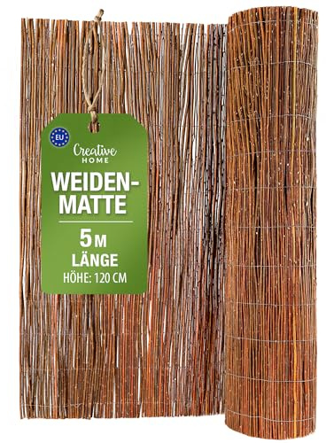 Creative Home Weidenmatte Balkon Sichtschutz Weide 120 x 500 cm (H x L) | Sichtschutz Zaun | Sichtschutzmatte Garten | Sonnenschutz Balkon Windschutz Terrasse Gartenzaun