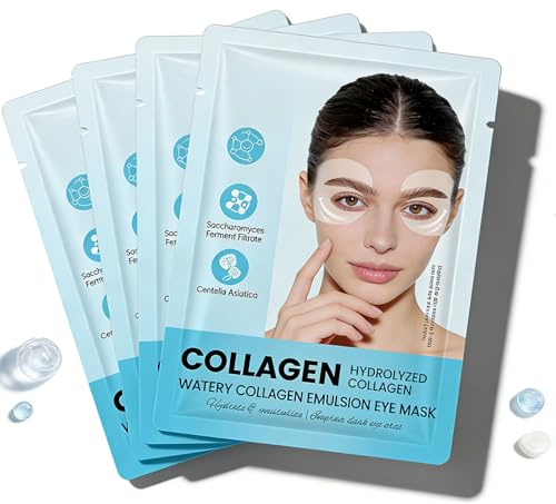 Collagen Under Eye Patches, Patchs Contour des Yeux Collagène 360° – Hydratants & Raffermissants contre les Cernes & Rides, Pour Tous Types de Peau (4 pairs)