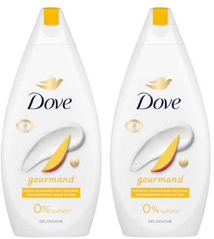 DOVE Gel Douche Essentiel Gourmand 2x450ml | Nettoie en douceur pour une peau instantanément douce et lisse, Sans agents moussants sulfatés,Testée dermatologiquement