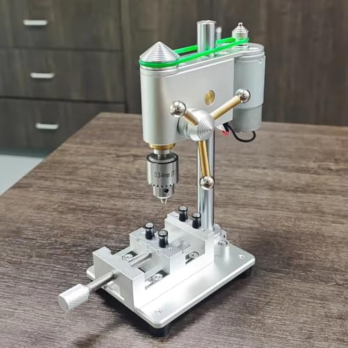LeTkingok Micro Trapano da Banco Elettrico per Lavori Fai da Te e di Precisione, Mandrino da 0,3-4 mm, Trapano da Tavolo Compatto con Morsa