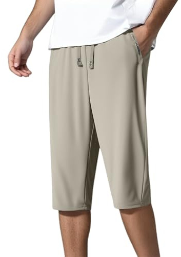 Pantalones cortos deportivos para hombre, hasta la rodilla, estilo fácil de poner, silueta relajada para el día a día, poliéster, comodidad ligera para días activos, ideal para actividades en climas