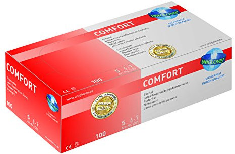 1000 Latexhandschuhe Unigloves Comfort Gr. S - unsteril - puderfrei - weiß - doppelt chloriniert