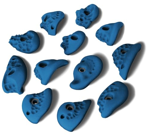 ALPIDEX 12 Klettergriffe L | Henkelgriffe | Strukturierte Oberflächen | Größe L | Mitteltiefe Hinterschneidungen | Klettersteine | Verschiedene Ausformungen Farben, Farbe:Balance Blue