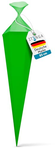 Bastelschultüte 85 cm eckig Schultütenrohling mit Tüllverschluss (Grün)