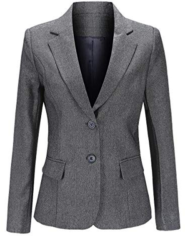 YYNUDA Women's Long Sleeve Casual Work Formal Suit Smart Jacket Blazer Elegant Slim Fit Coat Grey M