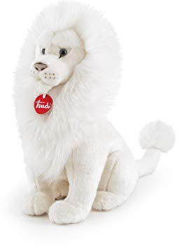 Trudi Lion Blanche Leonardo Mascotte en Peluche, Cadeau de Noël et d'anniversaire. | 20x41x44cm L | Animaux Exotiques tropicaux | modèle 17010