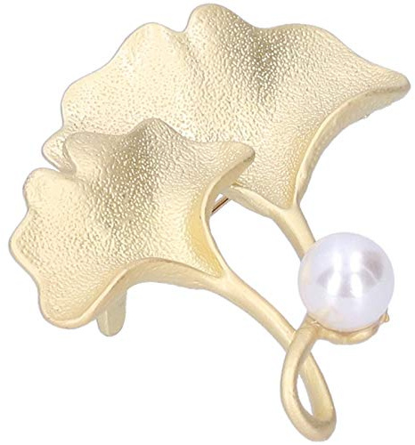 Broche Ginkgo Feuille Simple Métal Givré Forme Cardigan Vêtements Broche Bijoux pour Mère Petite Amie Fête de Mariage Décoration(d'or)
