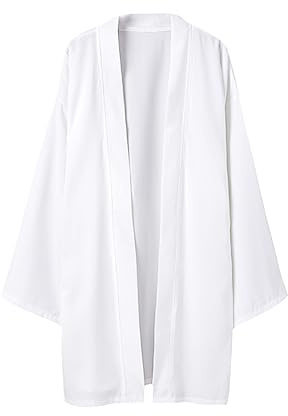 HAORUN Abrigo japonés para hombre, chaqueta de kimono superior, cárdigan largo Yukata suelto retro vintage Outwear, Blanco, talla única