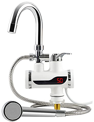 Calentador De Agua Instantáneo Eléctrico Grifo Para Ducha, Calentador De Agua Instantáneo Instantáneo Con Pantalla LED Digital, Grifo De Baño, Grifo De Cocina Con Cabezal De Ducha, 3000W,Under bend
