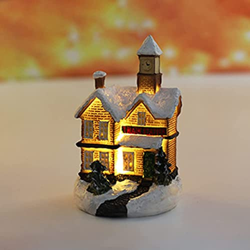 ISAKEN Weihnachtsdorf Mit Beleuchtung, Weihnachtshaus Beleuchtet, Weihnachtsdeko Häuser Led, Weihnachtsdorf Häuser Zubehör Deko Miniatur Retro Weihnachtsdorf Deko Weihnachtsbeleuchtung Weihnachtsdeko