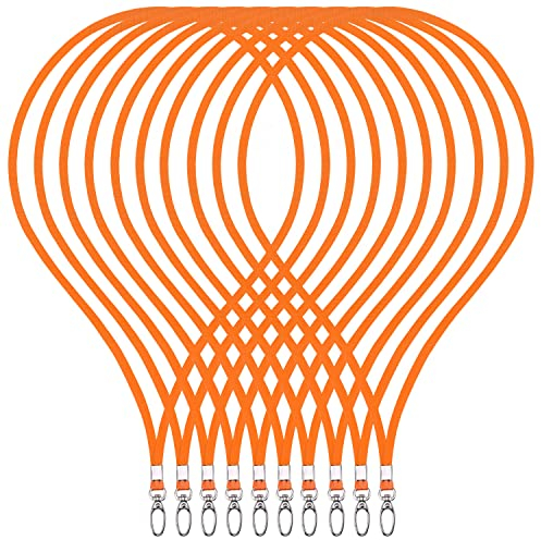 webbomb 10 Stück Schlüsselband Lanyard 360° Umhängeband edel glänzend mit Karabiner für Zugangskarten Ausweishalter Büro ID Karte Fahrkartenhülle Schlüsselbänder Handy Band (orange)