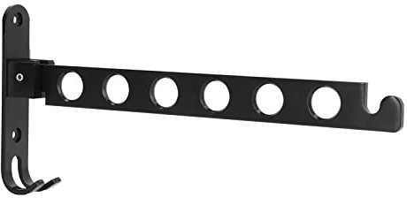 Appendiabiti pieghevole, appendiabiti da parete nero 90° pieghevole stendibiancheria con 6 fori per vestiti appendiabiti per biancheria, 31 x 14,5 cm