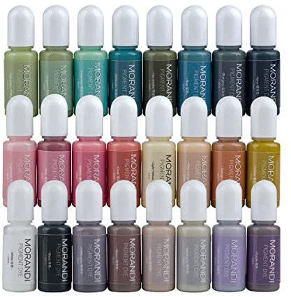Miraclekoo Undurchsichtiges Epoxidharz-Pigment, flüssig, 24 Morandi-Pastellfarben, UV-Harz-Farbstoff