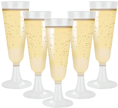 AKOLAFE 100 Flute da champagne in plastica, 160 ml (158.8 g) bicchieri da champagne in plastica riutilizzabili di alta qualità, feste, matrimoni