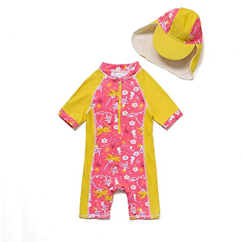 BONVERANO Body Manga Corta bebé niña protección UV 50+(Azul-Rosa,9-12meses…