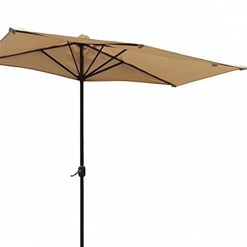 GALLIN Mezzo Ombrellone Ombrellone da Giardino Balcone Parasole Ombrello Parasole da 200 * 100cm Rettangolare con Manovella Bordeaux/Crema (Color : Beige, Size : 200 * 100cm)