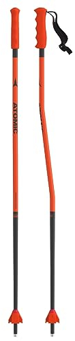Atomic Salomon REDSTER GS JR Bastoncini da sci per bambini, in alluminio 4*, da 110 cm di lunghezza, affidabili, con asta curva, impugnatura JR ergonomica, di colore rosso