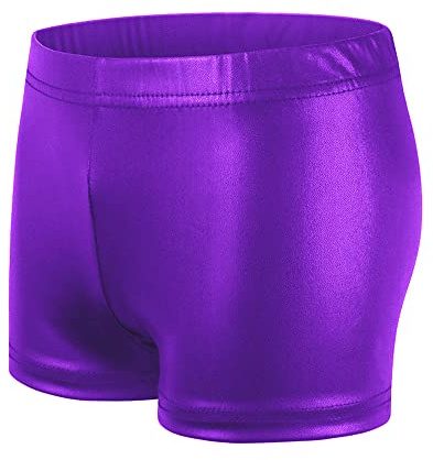 NewL Niños Niña Cintura Elástica Metálico Brillante Pantalones Cortos de Ballet para Deportes Yoga Gimnasia Entrenamiento