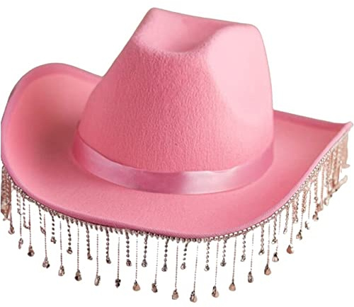 Wudaizhi Strass Cowgirl Hut Bling Fringe Cowboy Hut Western Hut Glitzer Cowboy Hut Für Männer Frauen Junggeselle Party Cosplay Kostüm