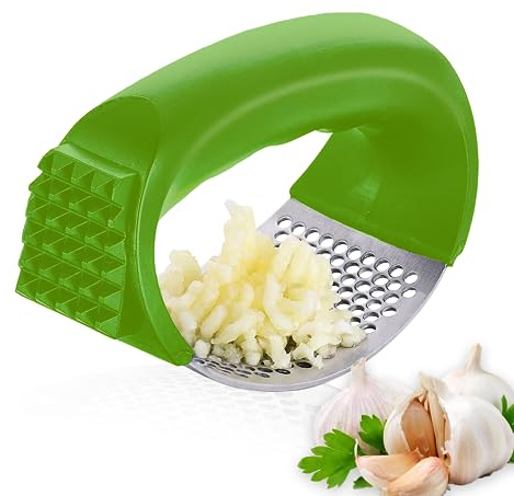 AEX Stainless Steel Garlic Crusher Rocker with Bottle Opener | Easy to Use Garlic Press Crusher & Mincer Chopper | Stainless Steel Garlic Presser for Effortless Garlic, Ginger & Herb Prep