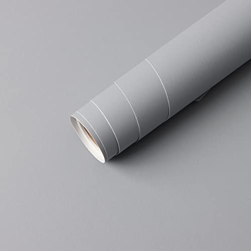 Timeet Film adhésif pour meuble - Gris mat - 60 x 1000 cm - Film adhésif pour cuisine - Papier peint autocollant gris pour meuble de cuisine - Moderne - Vinyle amovible - Pour porte, armoires, tables