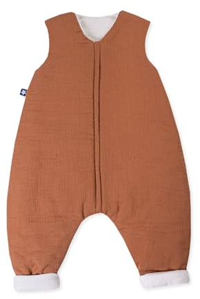 Julius Zöllner Schlafoverall Jumper gefüttert Musselin, warme Füllung 2,5 TOG, waschbar bei 40°C, Made in Germany, Oeko TEX Standard 100, rost, Gr. 92