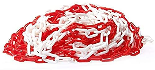 Parkbarrieren für Garagen oder Parkpfosten Absperrkette Rot und Weiß, Kunststoff-Kettenbarriere mit 2 Stück S-Haken, Warnkette zum Parken (Color : 10mm, Size : 5m)
