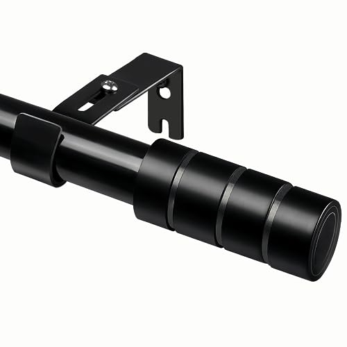 Gardinenstange Schwarz Vorhangstange Ausziehbar Gardinenstangen Verstellbare Länge mit Endstücken und Verstellbaren Halterungen für Wohnzimmer, Schlafzimmer Fenster, Ø25mm, 90-175cm(Schwarz)