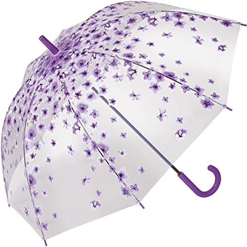 happy rain Stockschirm transparent Blossom - lila
