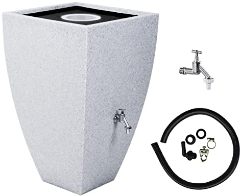 Regentonne Regenbehälter Regentank Regenfass 200 L eckig - modernes Desing (Granit weiß)